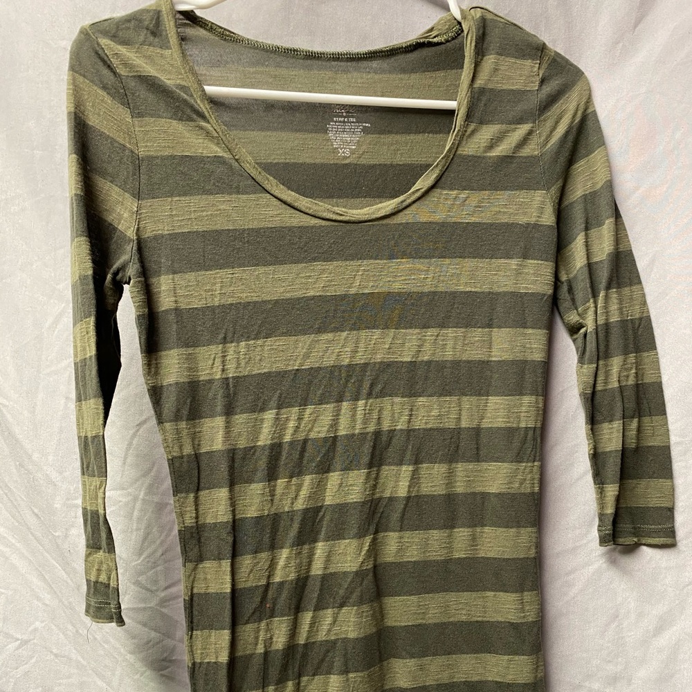 Green striped baseball tee